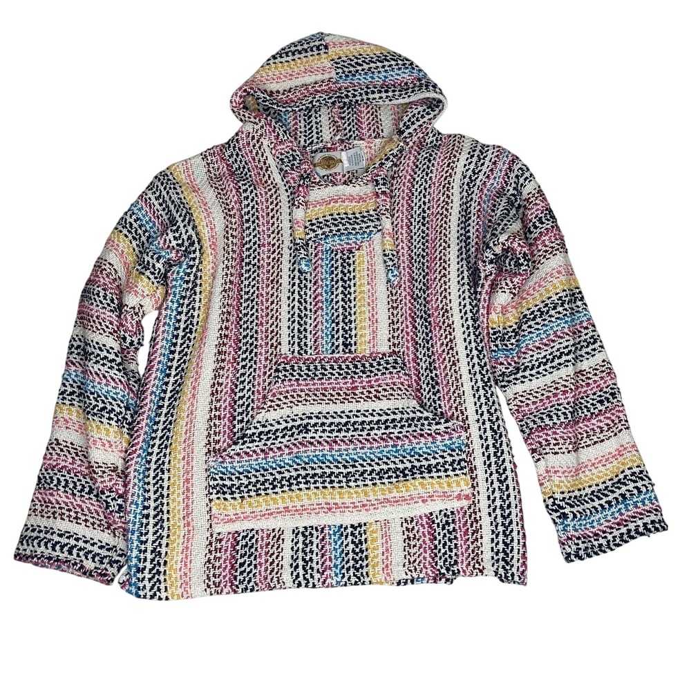 Earth Ragz Hoodie Large Multi-Color Knitted Unisex